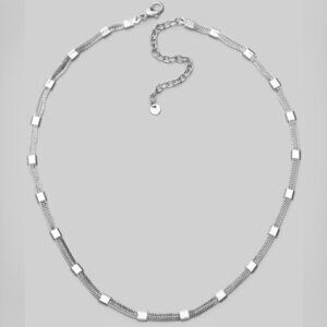 HILARIE SILVER TRIPLE BOX CHAIN NECKLACE